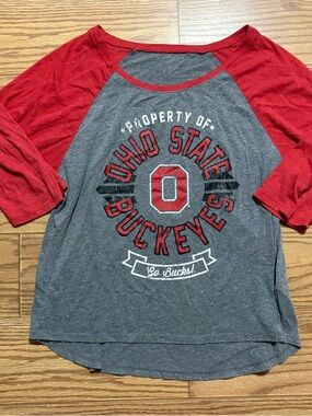 NCAA OSU Ohio State Buckeyes 3/4 Sleeve Raglan Shirt Women’s Large